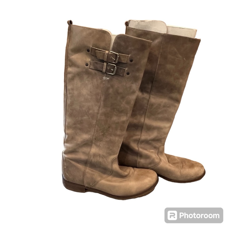 J. Crew Taupe Over-the-Knee Buckle Boots